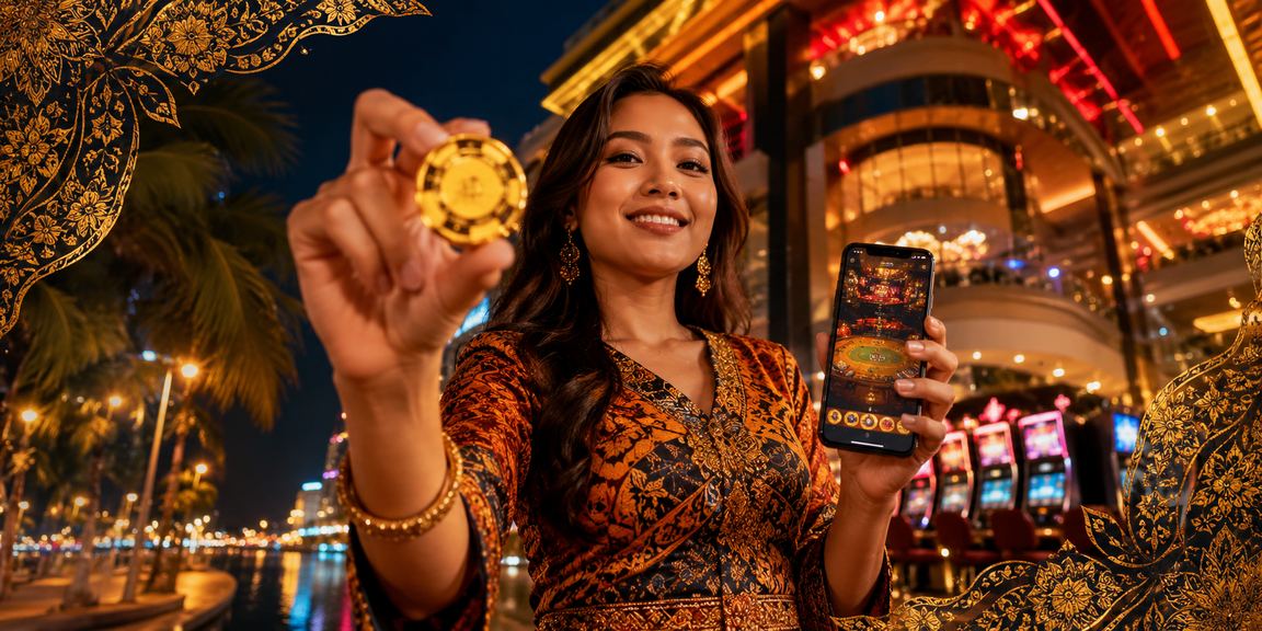 Users in Kuantan using the magnum88 casino app featuring Malaysian batik-inspired design
