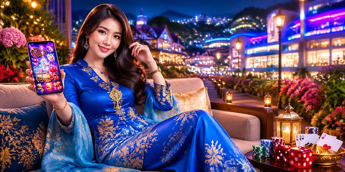 Malaysian users enjoying online games responsibly in traditional attire